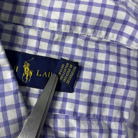Ralph Lauren Mens Shirt Size Large‎ Purple Checkered Long Sleeves Button Down - Picture 9 of 11